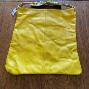 Yellow Leather Tote Bag